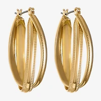 Liz Claiborne Textured Twisted Womens 38.1mm Hypoallergenic Hoop Earrings