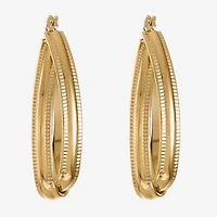 Liz Claiborne Textured Twisted Womens 38.1mm Hypoallergenic Hoop Earrings