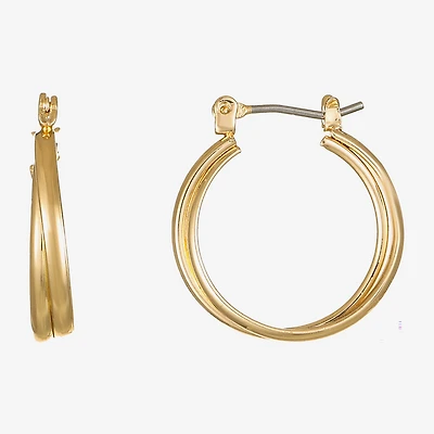 Monet® Gold-Tone 2-Row Smooth Hoop Earrings