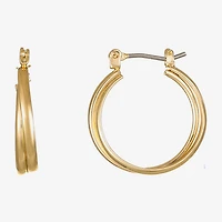 Monet® Gold-Tone 2-Row Smooth Hoop Earrings