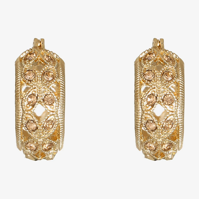 Monet® Gold-Tone Glass Hoop Earrings