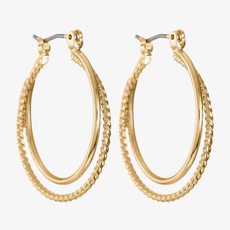 Monet® Gold-Tone 2-Row Hoop Earrings