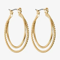 Monet® Gold-Tone 2-Row Hoop Earrings