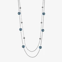 Monet® Blue Stone Silver-Tone Station Necklace
