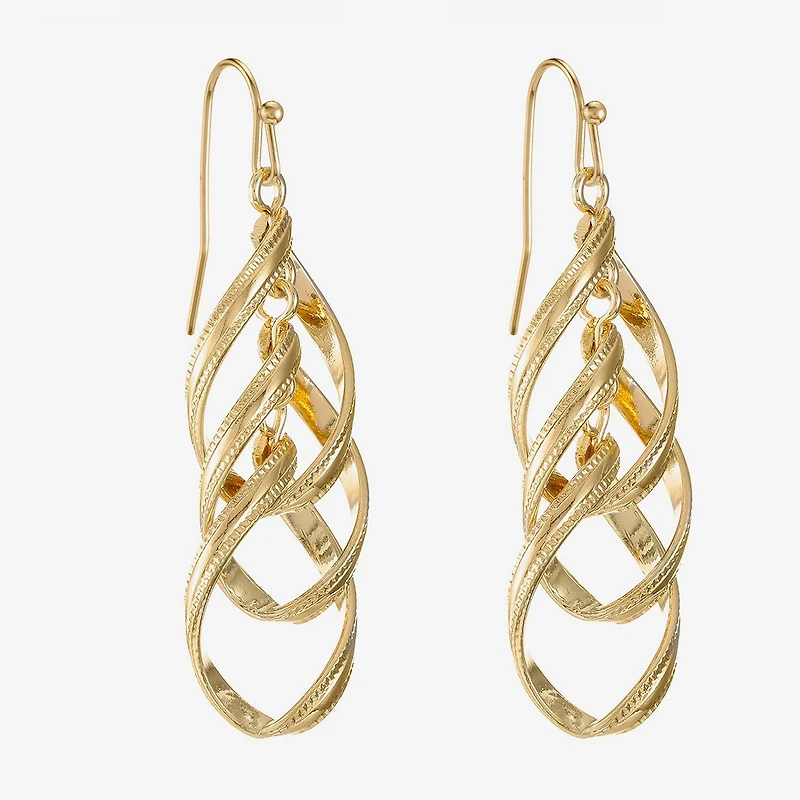 Liz Claiborne Twsited Orbital Womens Hypoallergenic Drop Earrings