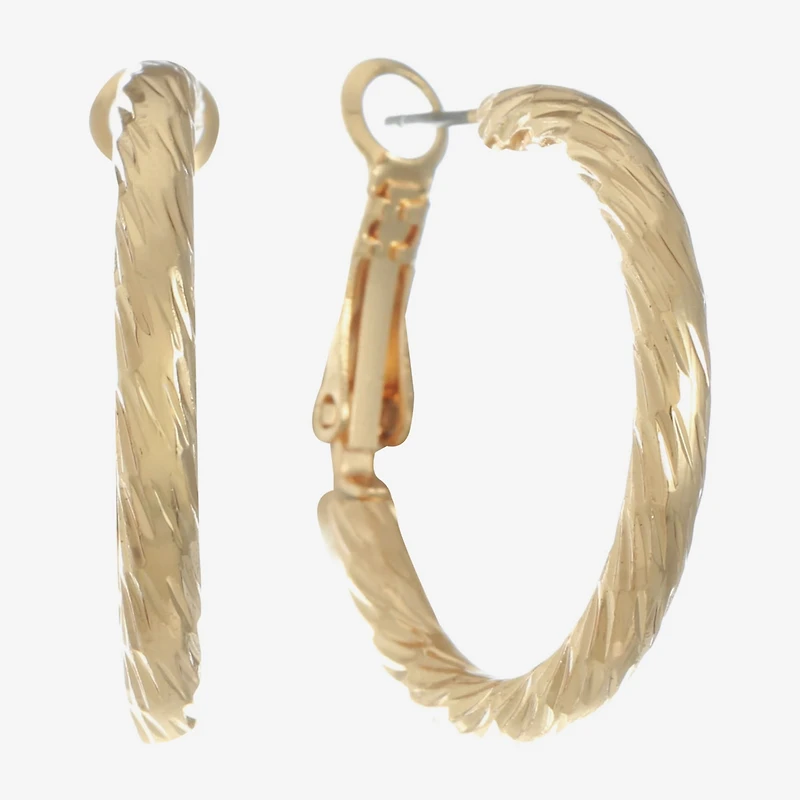 Monet Jewelry Gold Tone Womens 22mm Hypoallergenic Hoop Earrings