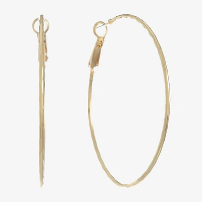 Monet Jewelry Gold Tone Thin Womens 52mm Hypoallergenic Hoop Earrings