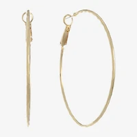 Monet Jewelry Gold Tone Thin Womens 52mm Hypoallergenic Hoop Earrings