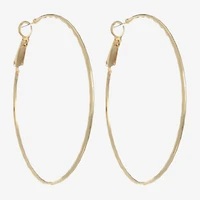 Monet Jewelry Gold Tone Thin Womens 52mm Hypoallergenic Hoop Earrings