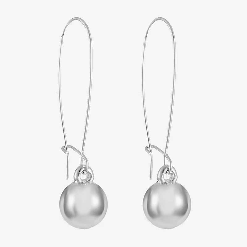 Liz Claiborne® Silver-Tone Bead Drop Earrings