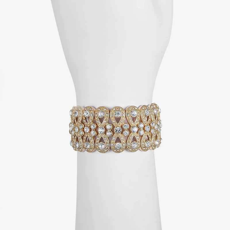 Monet Clear And Goldtone Stretch Bracelet