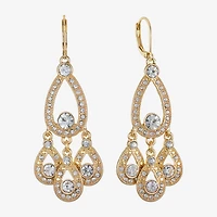 Monet Jewelry Gold Tone Womens White Chandelier Earrings