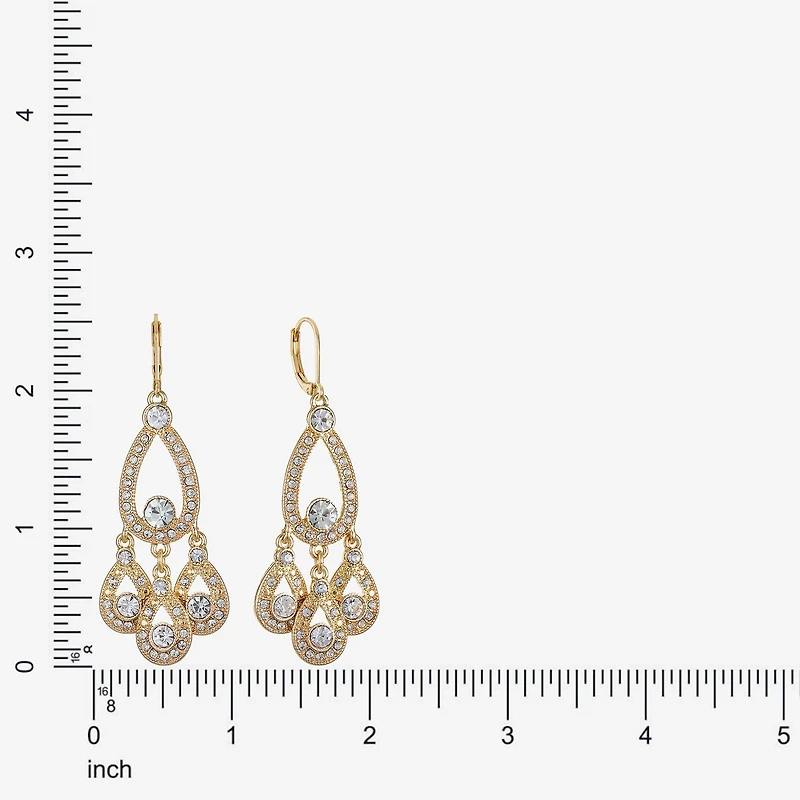 Monet Jewelry Gold Tone Womens White Chandelier Earrings