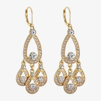 Monet Jewelry Gold Tone Womens White Chandelier Earrings