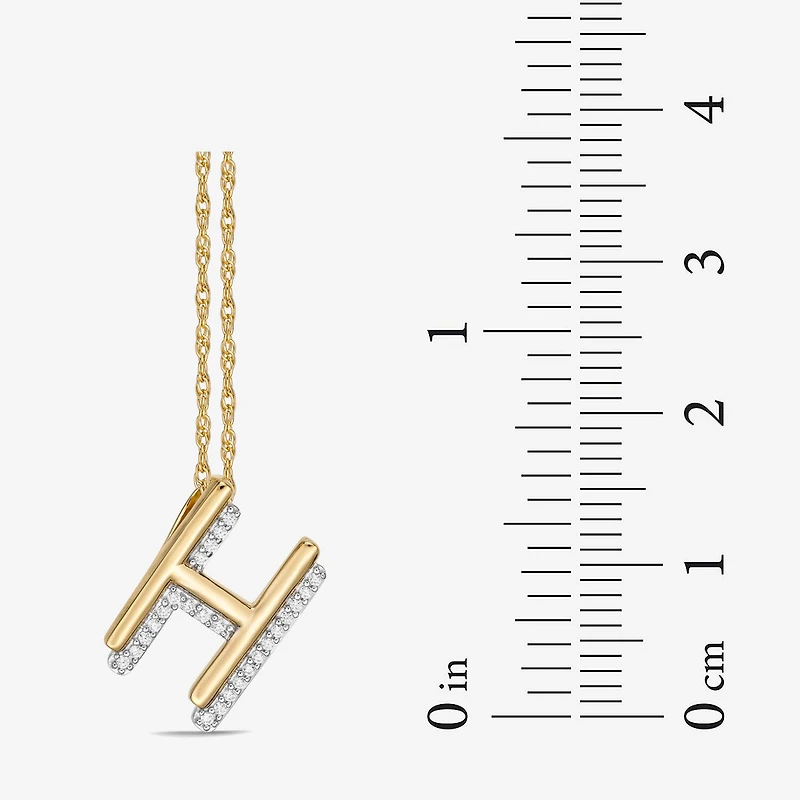 Initial Womens 1/10 CT. T.W. Natural White Diamond 10K Gold 18 Inch Pendant Necklace