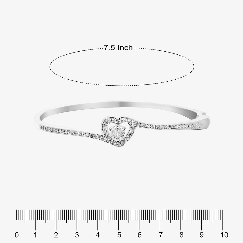 Sparkle Allure Womens Cubic Zirconia Pure Silver Over Brass Heart Bangle Bracelet