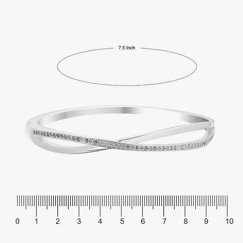 Sparkle Allure Twist Womens Cubic Zirconia Pure Silver Over Brass Bangle Bracelet