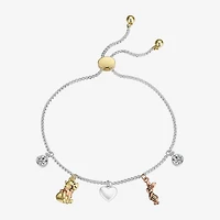 Disney Classics Womens Cubic Zirconia 14K Gold Over Brass 14k Rose Gold Over Brass Heart Piglet Winnie The Pooh Bolo Bracelet