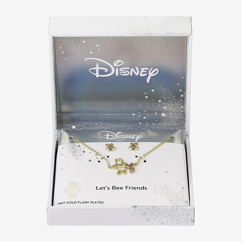 Disney Classics Honey Bee Womens Cubic Zirconia 14K Gold Over Brass Pure Silver Over Brass Piglet Winnie The Pooh 2-pc. Jewelry Set