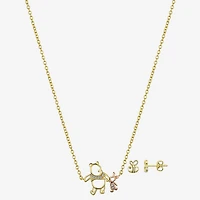Disney Classics Honey Bee Womens Cubic Zirconia 14K Gold Over Brass Pure Silver Over Brass Piglet Winnie The Pooh 2-pc. Jewelry Set