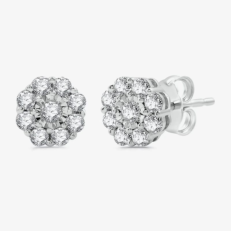 Diamond Blossom Womens 1 CT. T.W. Lab Grown White Diamond Flower Pendant Necklace Set