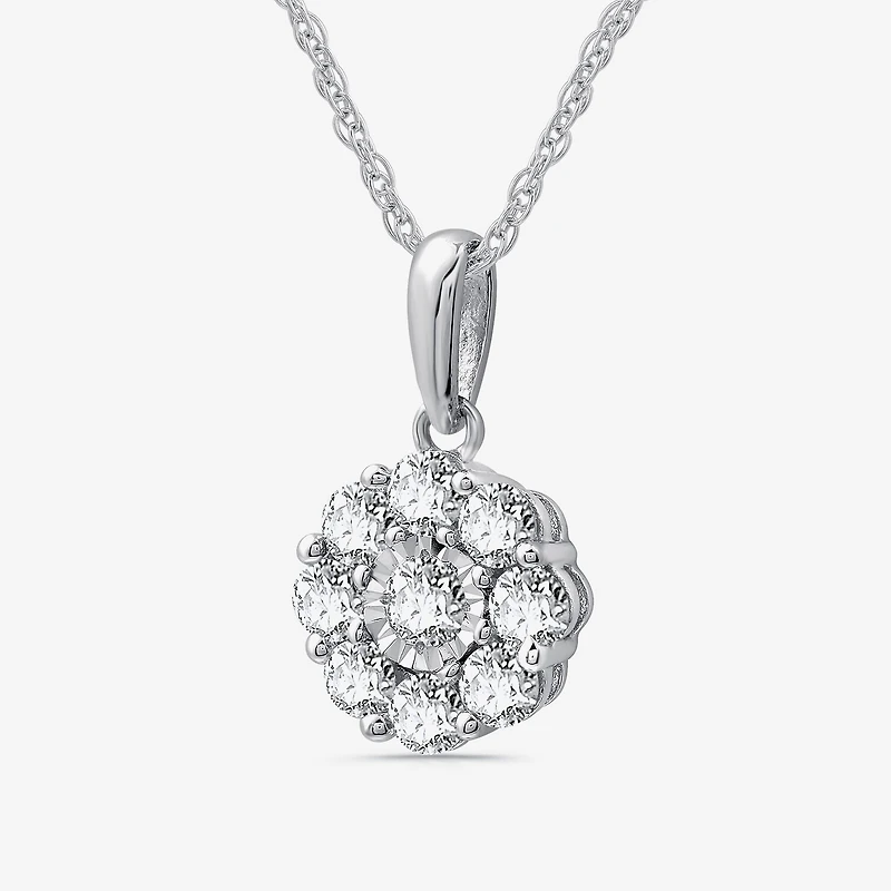 Diamond Blossom Womens 1 CT. T.W. Lab Grown White Diamond Flower Pendant Necklace Set