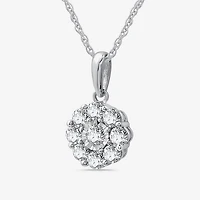 Diamond Blossom Womens 1 CT. T.W. Lab Grown White Diamond Flower Pendant Necklace Set