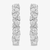 Womens 1 CT. T.W. Lab Grown White Diamond Sterling Silver 24.8mm Hoop Earrings