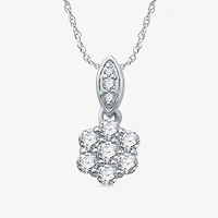 Diamond Blossom Womens 1/4 CT. T.W. Lab Grown White Diamond Sterling Silver Flower 18 Inch Pendant Necklace