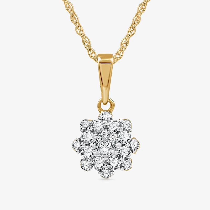 Diamond Blossom Womens 1 CT. T.W. Lab Grown White Diamond Flower Pendant Necklace Set