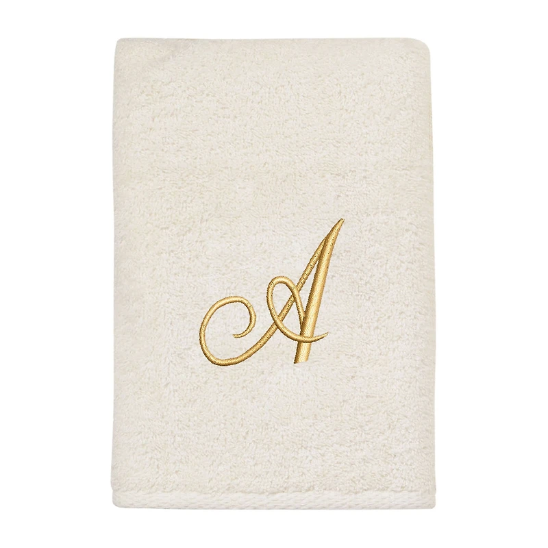 Avanti Premier Script Monogram Ivory/Gold Bath Towel Collection