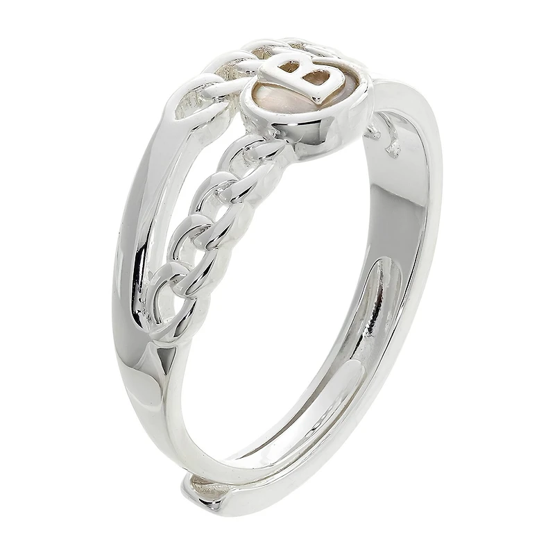 Sparkle Allure Initial Womens 3MM White Mother Of Pearl 14K Gold Over Brass Round Band