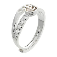 Sparkle Allure Initial Womens 3MM White Mother Of Pearl 14K Gold Over Brass Round Band