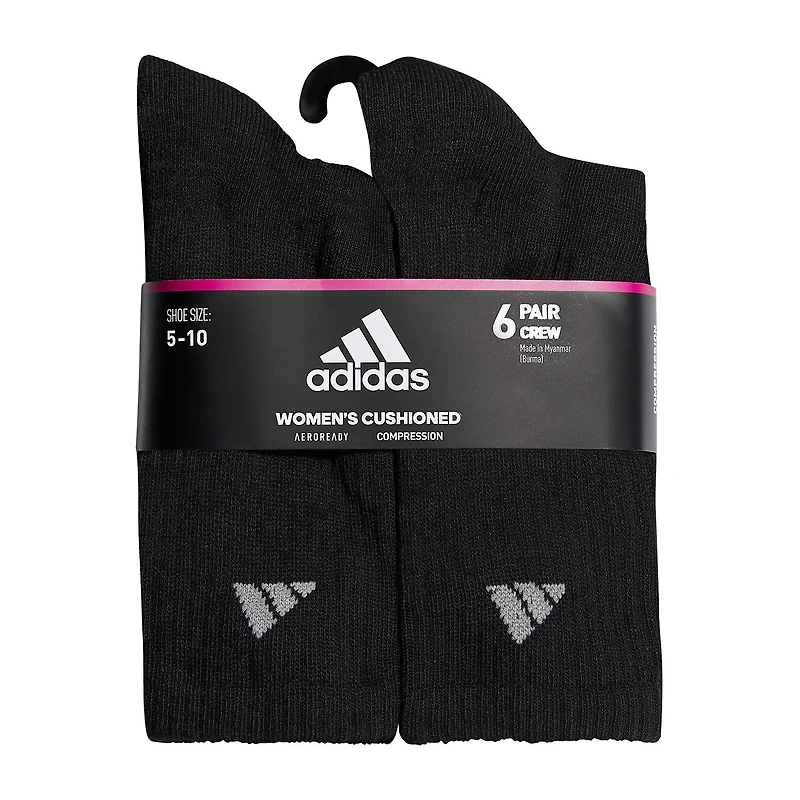 adidas Cushioned Womens 6 Pair Crew Socks