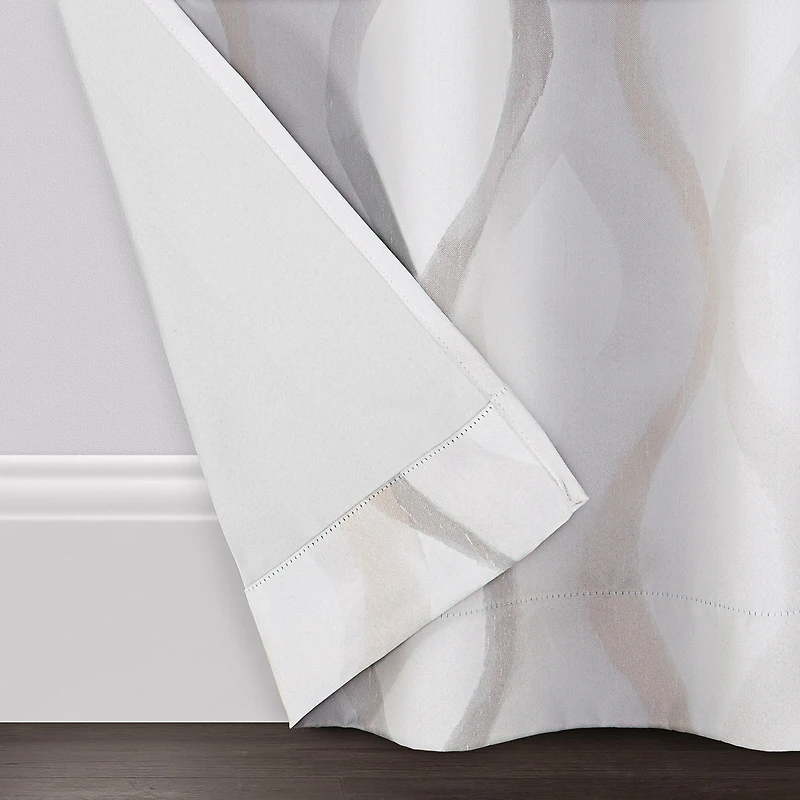 Eclipse Kerry Watercolor Ogee Rod Pocket Energy Saving Blackout Set of 2 Curtain Panel