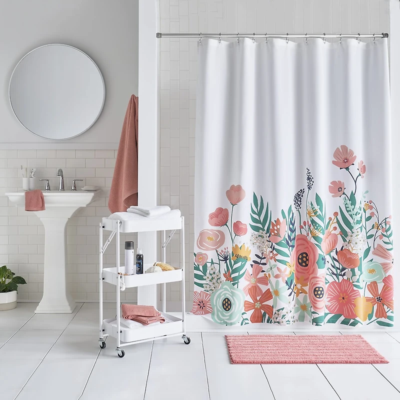 Home Expressions Floral Border Shower Curtain