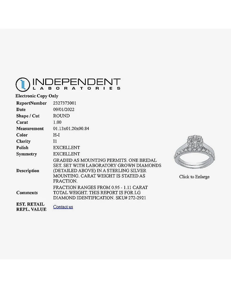 (H-I / I1) I Said Yes Womens 1 CT. T.W. Lab Grown White Diamond Sterling Silver or 14K Gold Over Silver Cushion Halo Bridal Set
