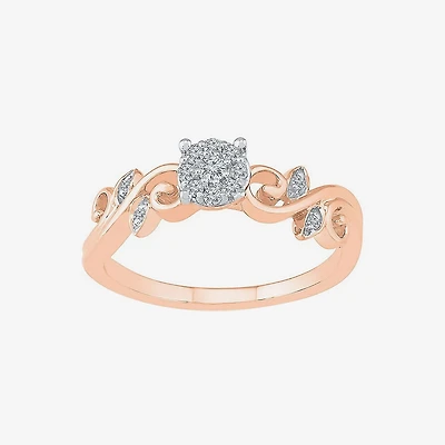 Promise My Love Womens Diamond Accent Natural White 10K Gold Round Halo Ring