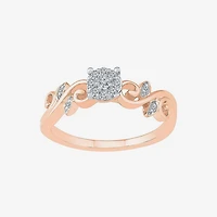 Promise My Love Womens Diamond Accent Natural White 10K Gold Round Halo Ring