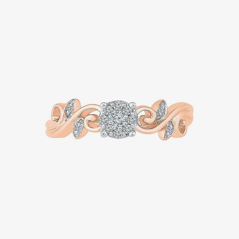 Promise My Love Womens Diamond Accent Natural White 10K Gold Round Halo Ring