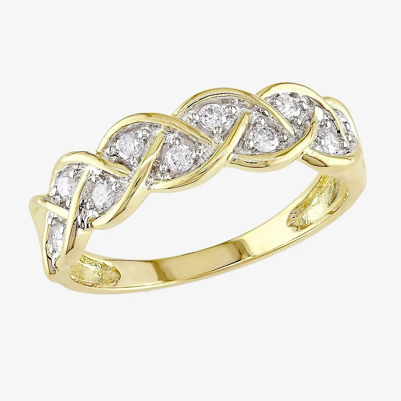 Womens 2MM 1/4 CT. T.W. Natural White Diamond 10K Gold Anniversary Band