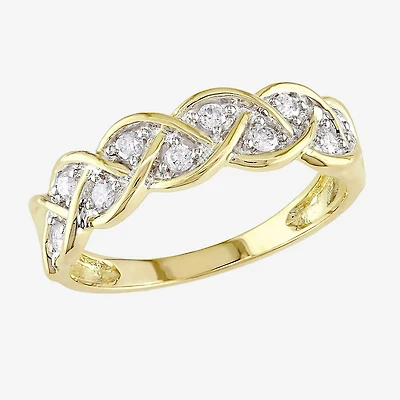 Womens 2MM 1/4 CT. T.W. Natural White Diamond 10K Gold Anniversary Band