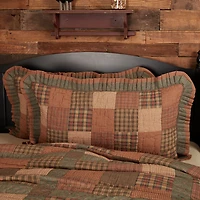 VHC Brands Cinnamon Plaid Reversible Pillow Sham