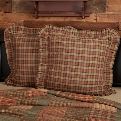 VHC Brands Cinnamon Plaid Reversible Euro Sham