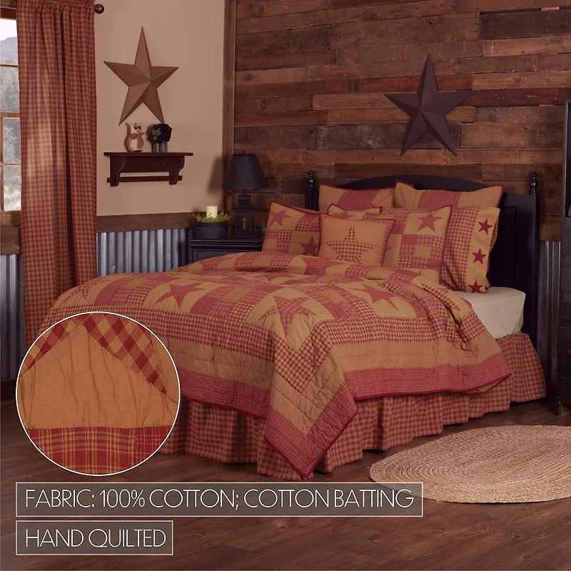 VHC Brands Cody Burgundy Star Reversible Quilt