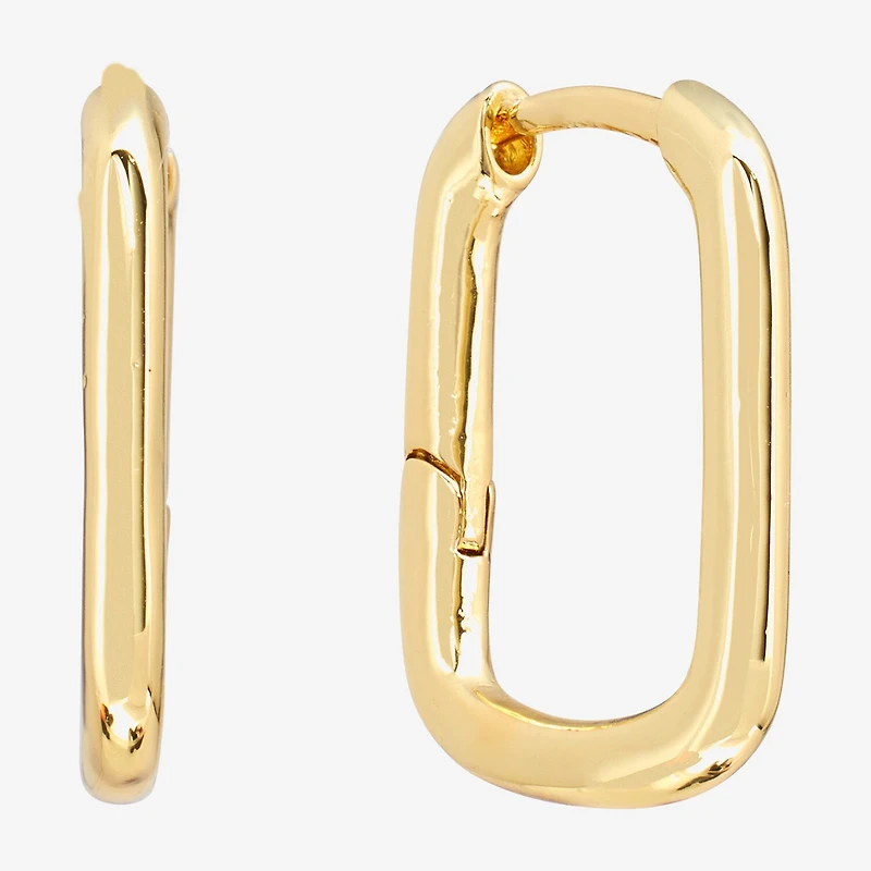 Silver Reflections Huggie Womens 22.8mm Rectangular Hoop Earrings