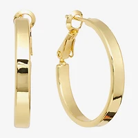Silver Reflections Womens 24K Gold Over Brass 26mm Hoop Earrings