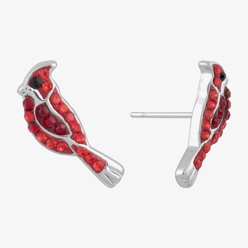 Silver Treasures Cardinal Multi Color Crystal Sterling Silver 15.4mm Stud Earrings