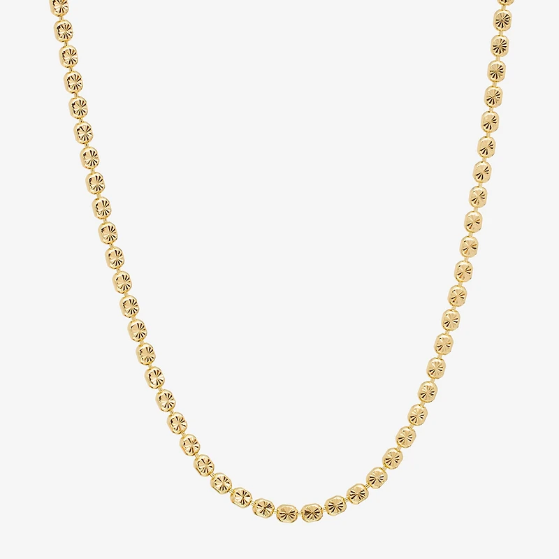 Silver Reflections Womens 24K Gold Over Brass Inch Bead Chain Necklace