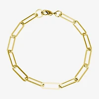 Silver Reflections Womens 14K Gold Over Brass 7.25 Inch Solid Paperclip Chain Bracelet